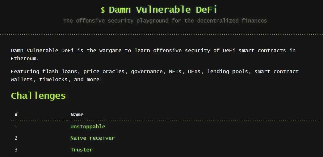 Damn Vulnerable DeFi